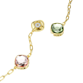 Chroma strandage, Octagon cut, Green, Gold-tone plated