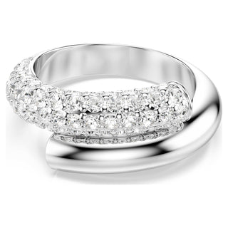 Dextera ring, White, Rhodium plated