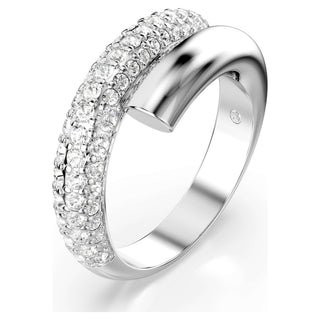 Dextera ring, White, Rhodium plated