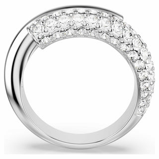 Dextera ring, White, Rhodium plated
