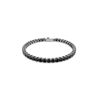 Matrix Tennis bracelet Round cut, Black, Ruthenium plated