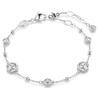 Imber bracelet, Round cut, White, Rhodium plated