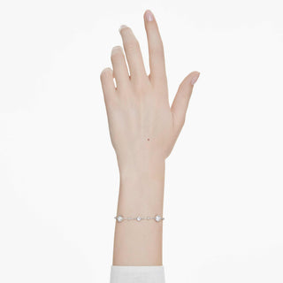 Imber bracelet, Round cut, White, Rhodium plated