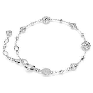Imber bracelet, Round cut, White, Rhodium plated