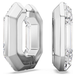Lucent hoop earrings, Octagon shape, Small, White