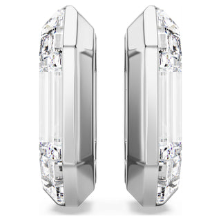 Lucent hoop earrings, Octagon shape, Small, White