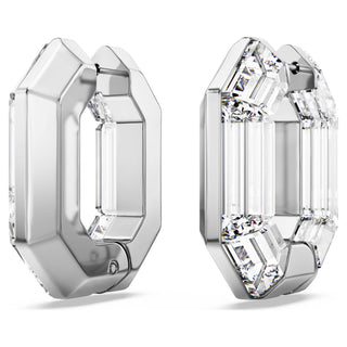 Lucent hoop earrings, Octagon shape, Small, White