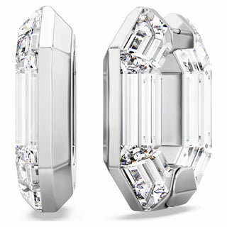 Lucent hoop earrings, Octagon shape, Small, White