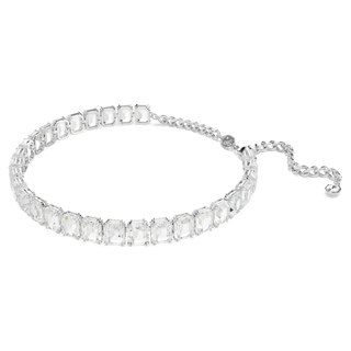 Millenia choker, Octagon cut, White, Rhodium plated