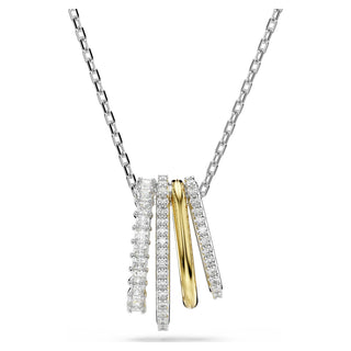 Hyperbola pendant, Mixed cuts, White, Mixed metal finish