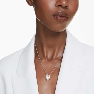Hyperbola pendant, Mixed cuts, White, Mixed metal finish