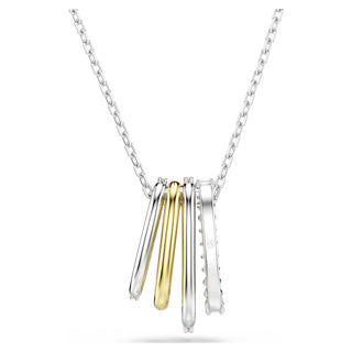 Hyperbola pendant, Mixed cuts, White, Mixed metal finish