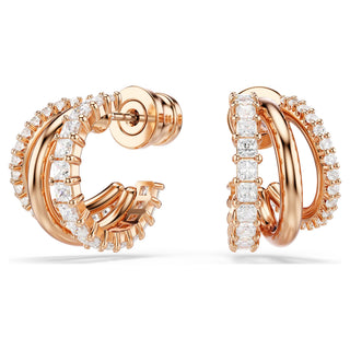 Hyperbola hoop earrings, Mixed cuts, Mini, White, Rose gold-tone plated