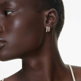 Hyperbola hoop earrings, Mixed cuts, Mini, White, Rose gold-tone plated