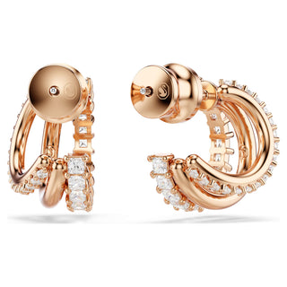 Hyperbola hoop earrings, Mixed cuts, Mini, White, Rose gold-tone plated