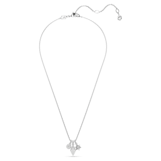 Dextera pendant, Round cut, Sphere and cube, White, Rhodium plated
