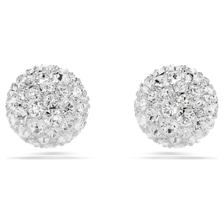 Dextera stud earrings, Round cut, White, Rhodium plated