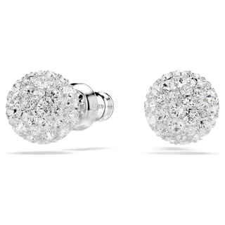 Dextera stud earrings, Round cut, White, Rhodium plated