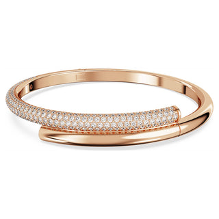 Dextera bangle, Magnetic closure, White, Rose gold-tone plated