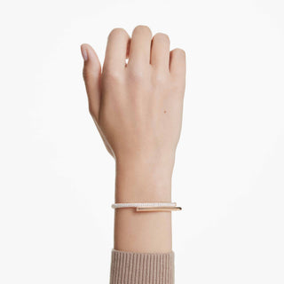 Dextera bangle, Magnetic closure, White, Rose gold-tone plated