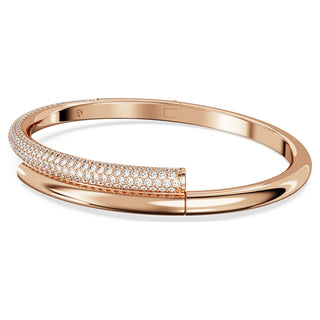 Dextera bangle, Magnetic closure, White, Rose gold-tone plated