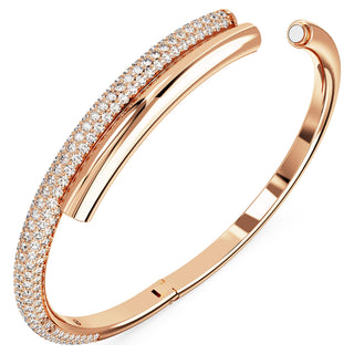 Dextera bangle, Magnetic closure, White, Rose gold-tone plated
