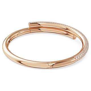 Dextera bangle, Magnetic closure, White, Rose gold-tone plated
