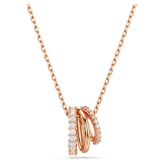 Hyperbola pendant, Mixed cuts, White, Rose gold-tone plated