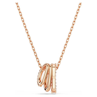 Hyperbola pendant, Mixed cuts, White, Rose gold-tone plated