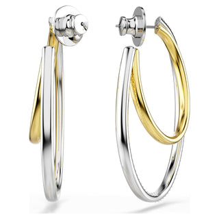 Hyperbola hoop earrings, Round cut, Medium, White, Mixed metal finish