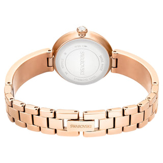 Matrix pearl bangle bangle watch, Swiss Made, Crystal bracelet, White, Rose gold-tone finish