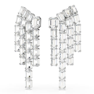 Millenia clip earrings
Octagon cut, Chandelier, White, Rhodium plated