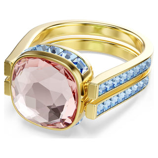 Chroma ring, Cushion cut, Multicolored, 18K gold finish