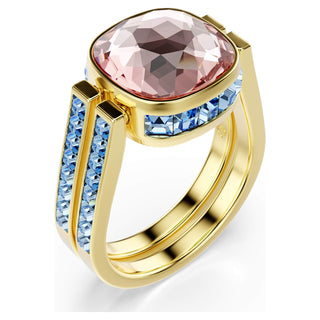 Chroma ring, Cushion cut, Multicolored, 18K gold finish