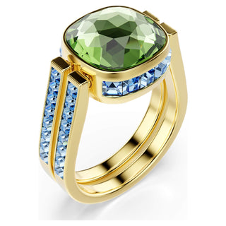 Chroma ring, Cushion cut, Multicolored, 18K gold finish