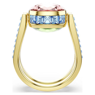 Chroma ring, Cushion cut, Multicolored, 18K gold finish