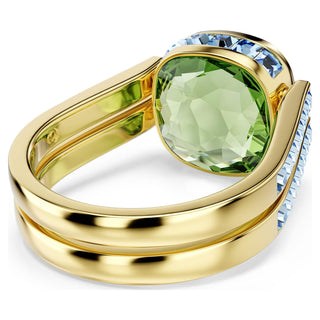 Chroma ring, Cushion cut, Multicolored, 18K gold finish