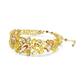 Gema choker, Mixed cuts, Yellow, Gold-tone plated