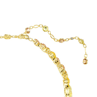 Gema choker, Mixed cuts, Yellow, Gold-tone plated