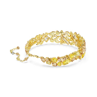 Gema choker, Mixed cuts, Yellow, Gold-tone plated
