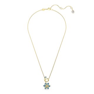 Idyllia pendant, Mixed cuts, Flower, Blue, 18K gold finish