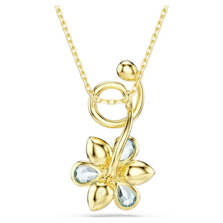Idyllia pendant, Mixed cuts, Flower, Blue, 18K gold finish