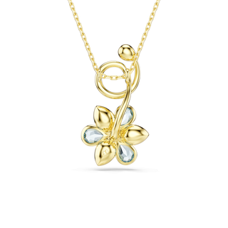 Idyllia pendant, Mixed cuts, Flower, Blue, 18K gold finish