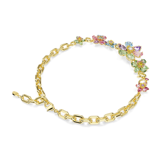 Idyllia necklace, Mixed cuts, Flower, Multicolored, 18K gold finish