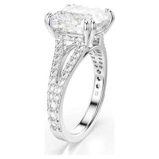 Stilla cocktail ring, Square cut, Pavé, White, Rhodium plated