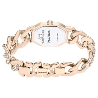 Dextera Chain watch, Swiss Made, Crystal bracelet, White, Champagne gold-tone finish