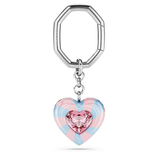 Key ring, Heart cut, Heart, Multicolored, Rhodium plated