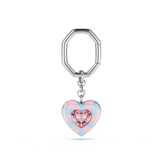 Key ring, Heart cut, Heart, Multicolored, Rhodium plated