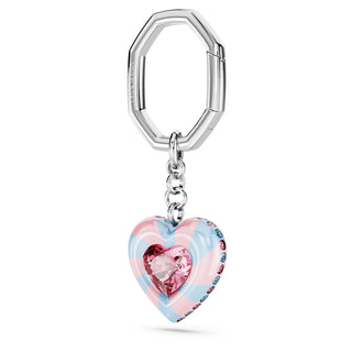 Key ring, Heart cut, Heart, Multicolored, Rhodium plated