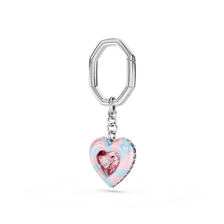 Key ring, Heart cut, Heart, Multicolored, Rhodium plated
